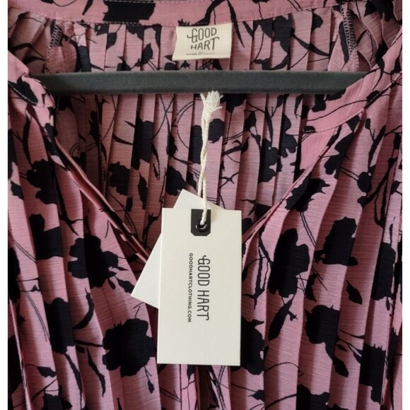 Good Hart Matilda Jane Purple Black Dress Womens Pleated Button Front Holiday - Picture 2 of 6